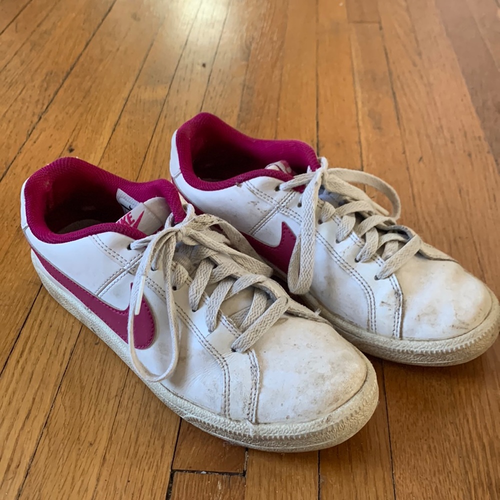White and pink Nike sneakers